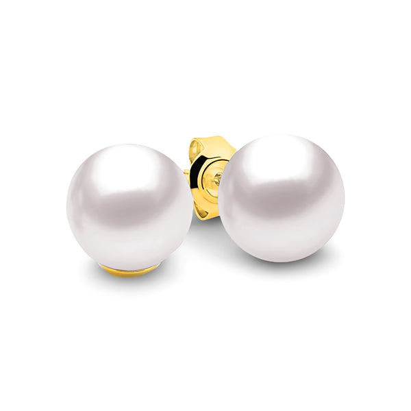 Allura Cosmic Moon 9ct Gold 7mm Round Pearl Studs