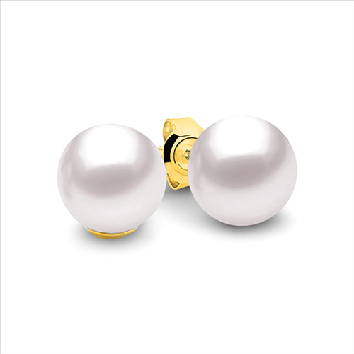 Allura Cosmic Moon 9ct Gold 7mm Round Pearl Studs