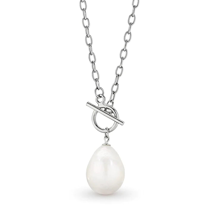 Allura Lock & Key Pearl T Bar Necklace