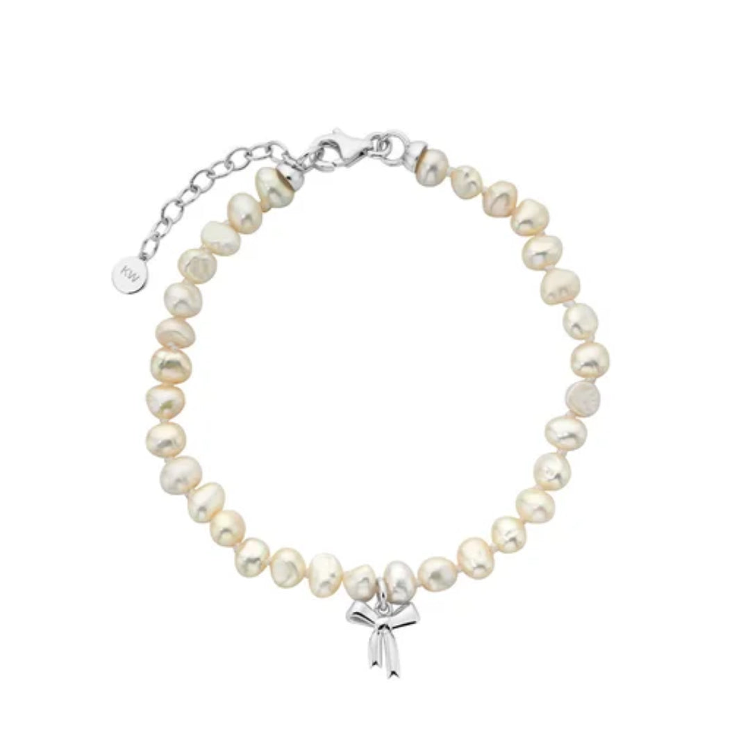 Karen Walker Petite Bow Pearl Bracelet | Sterling Silver