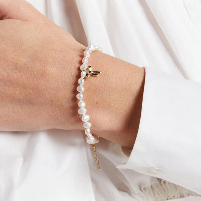 Karen Walker Petite Bow Pearl Bracelet | Sterling Silver