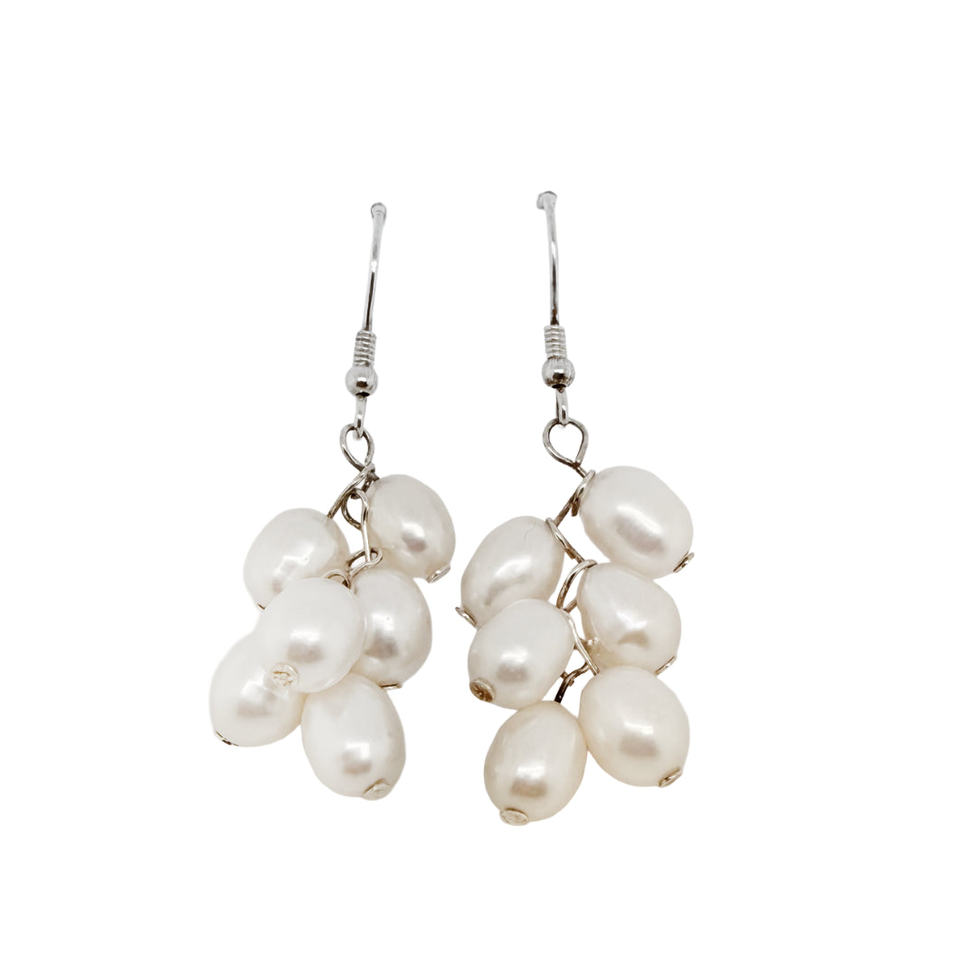 Allura Pearl Cluster Drop Earrings