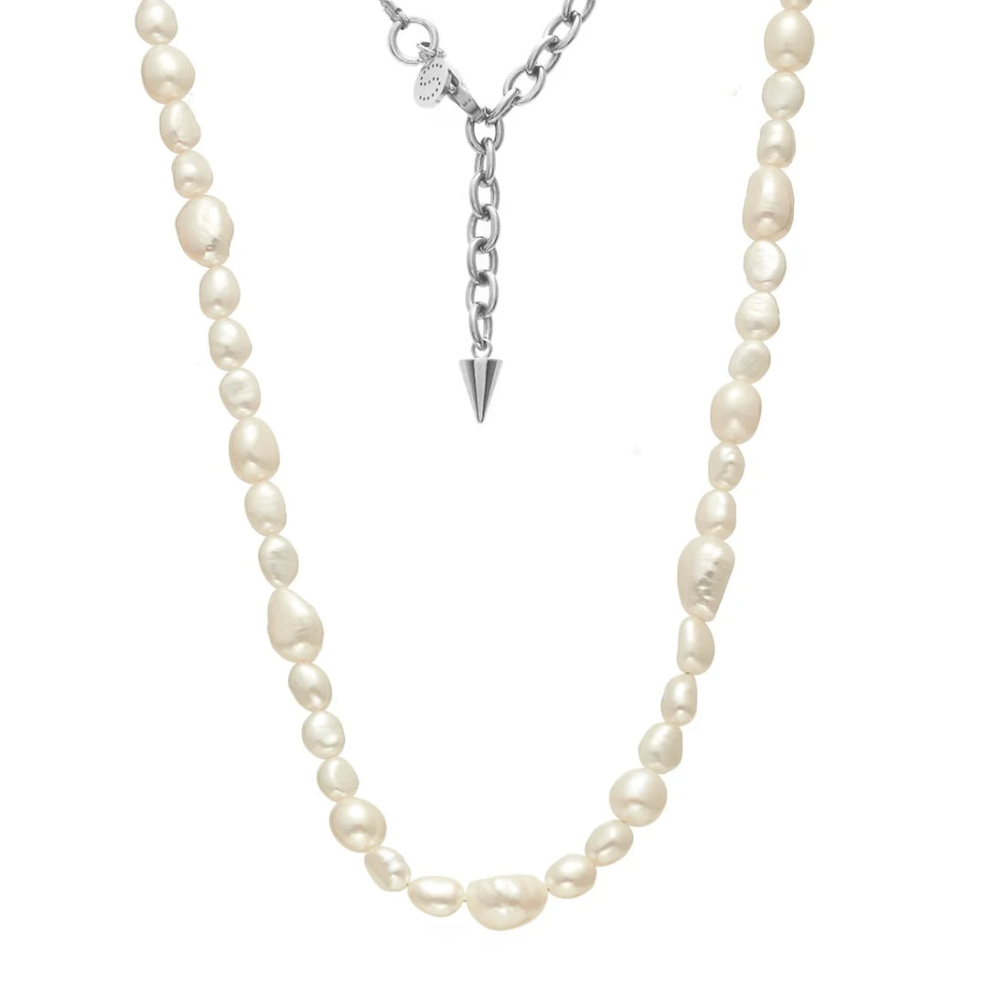 Silk & Steel Allure Necklace Pearl + Silver