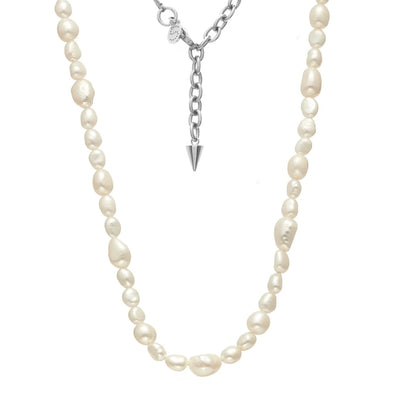 Silk & Steel Allure Necklace Pearl + Silver