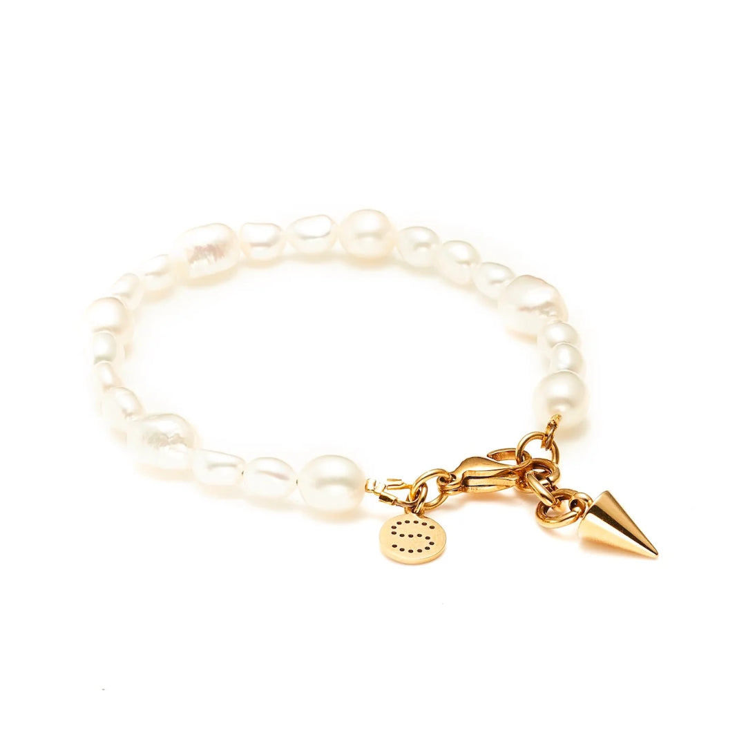 Silk & Steel Allure Bracelet Pearl + Gold