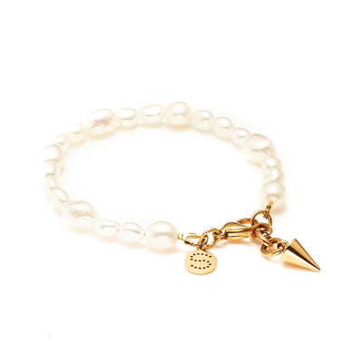 Silk & Steel Allure Bracelet Pearl + Gold