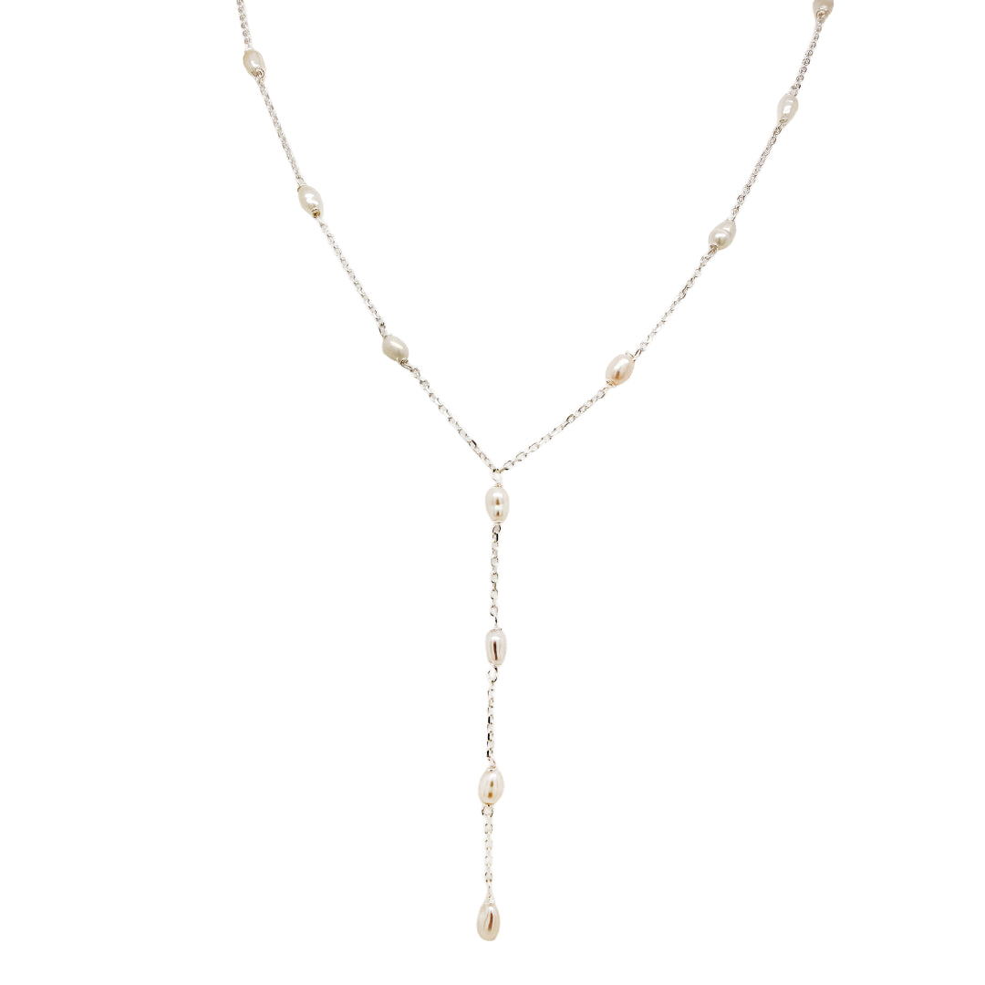 Silver & Stationed Pearl Necklace