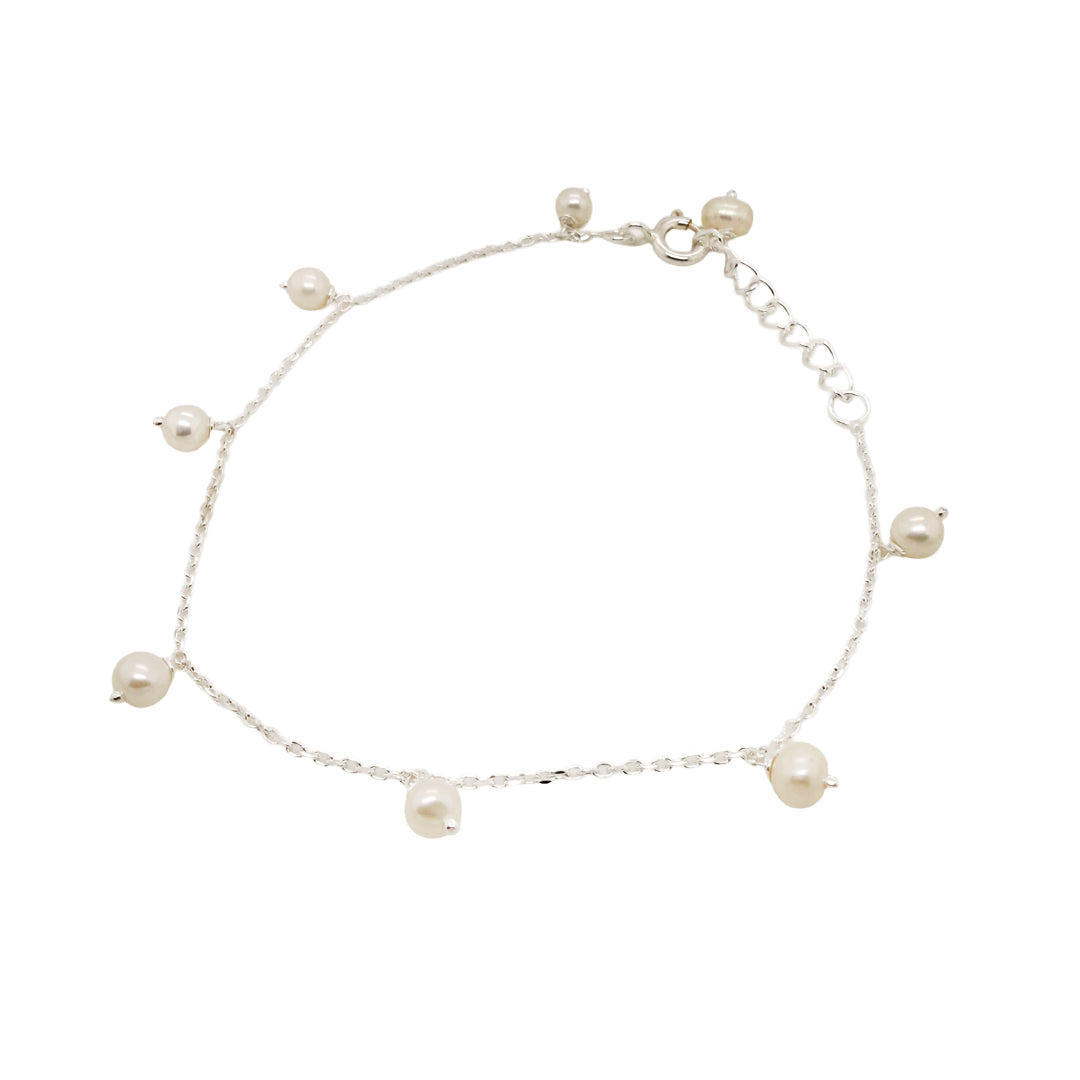 Hanging Pearl & Silver Bracelet