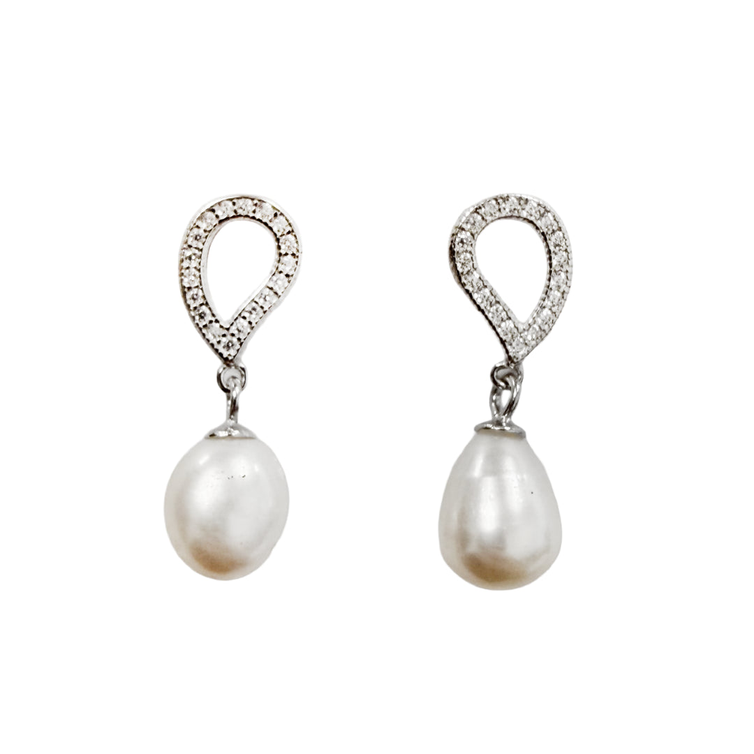 Allura Open Drip Pearl Sterling Silver Studs