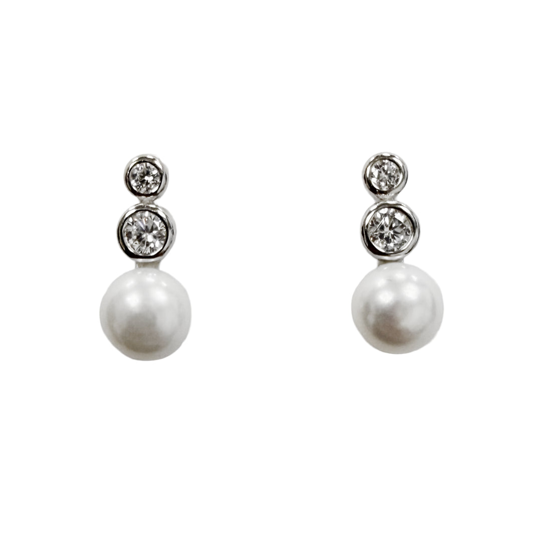 Allura Pearl Tier Studs | Cubic Zirconia