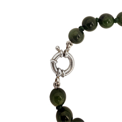 Wild at Heart 8mm Pounamu Bead Sterling Silver Bolt Ring Bracelet