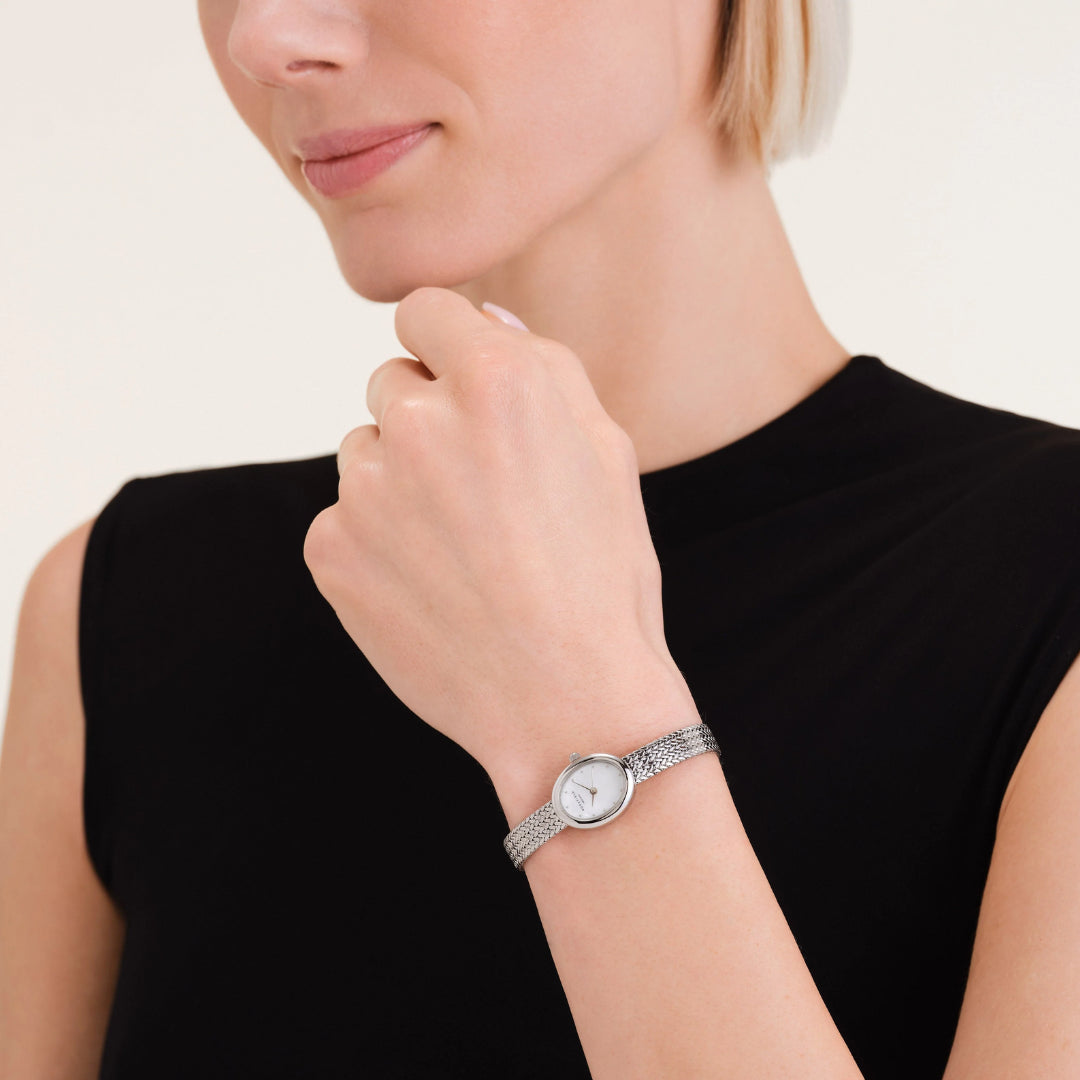Rosefield Mini Oval Silver Watch