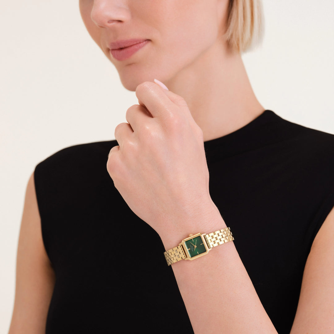 Rosefield Boxelle Emerald Yellow Gold & Emerald Watch