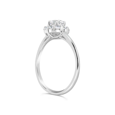 Promise Sterling Silver CZ Halo Cluster Ring | Size M