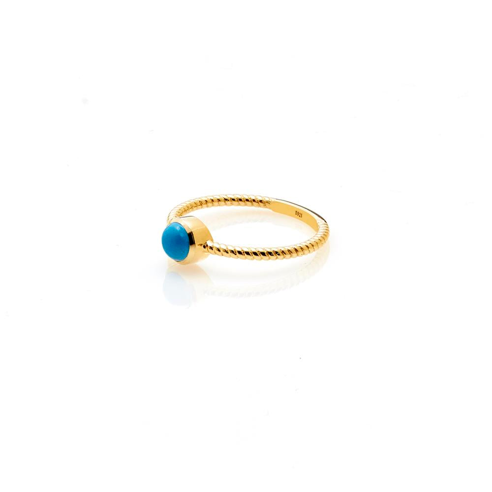 Silk & Steel Turquoise Rope Ring | Gold