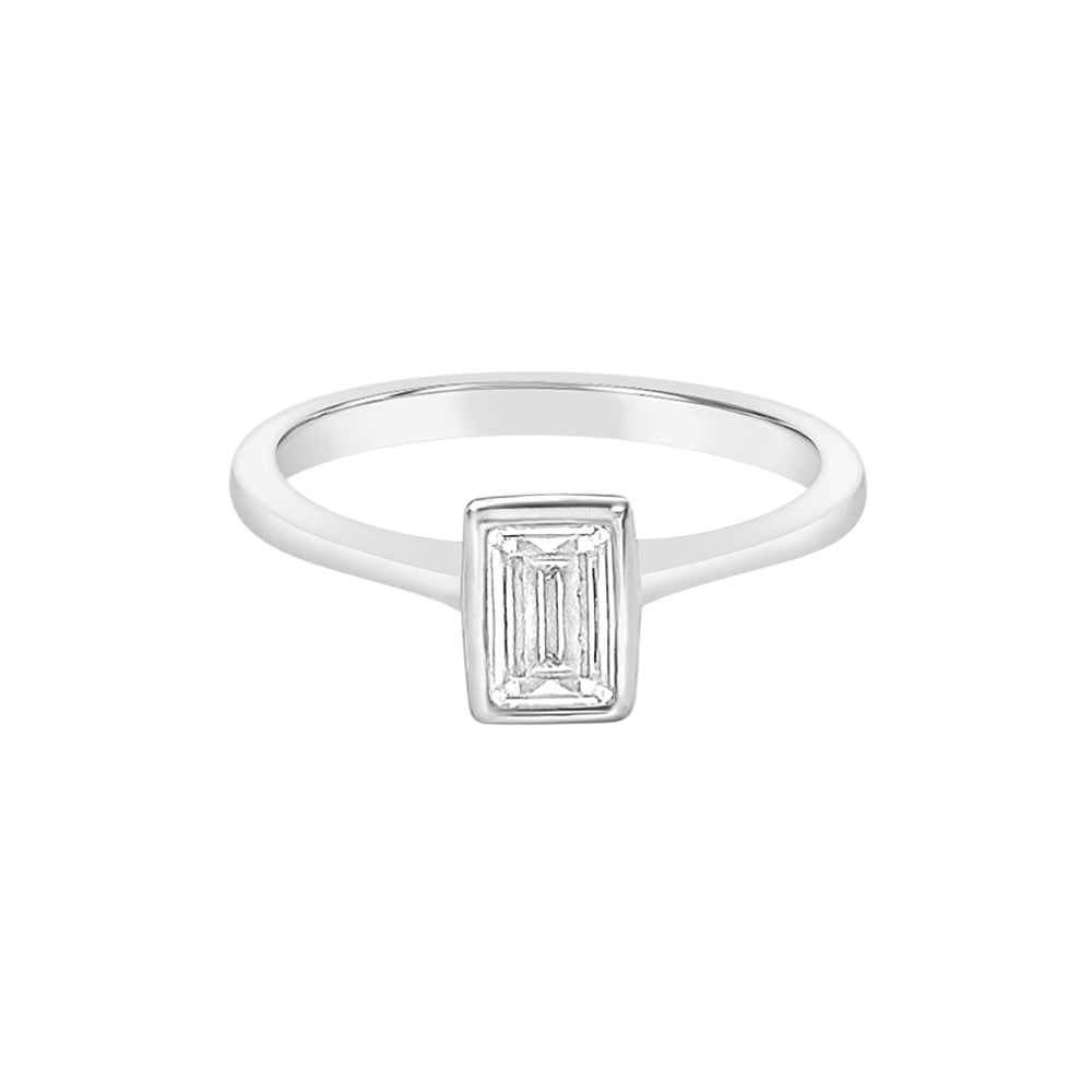 Promise 'Empire' Emerald Cut Solitaire Ring | Silver CZ | PRIMARY