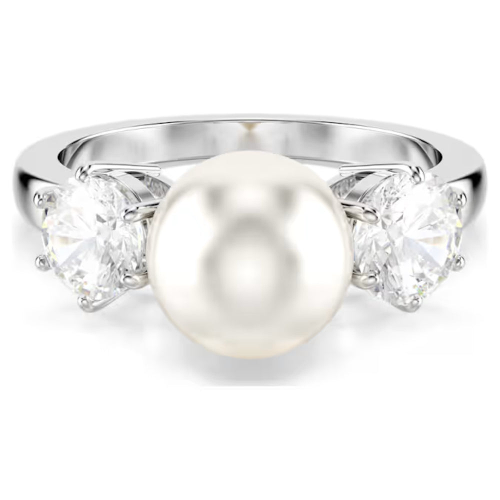 Swarovski Matrix Rhodium Plated Pearl Ring (52)