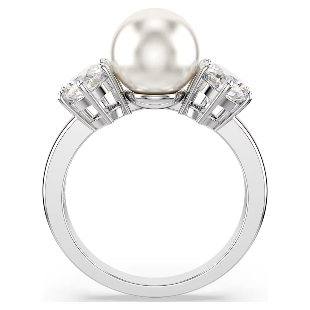 Swarovski Matrix Rhodium Plated Pearl Ring (52)