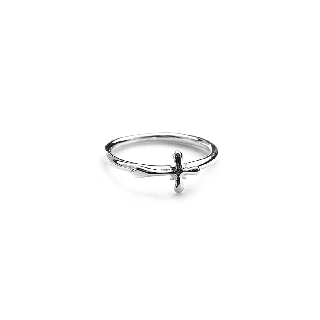 Stolen Girlfriend Club | Silver | Micro Gothic Cross | Ring | Size Q