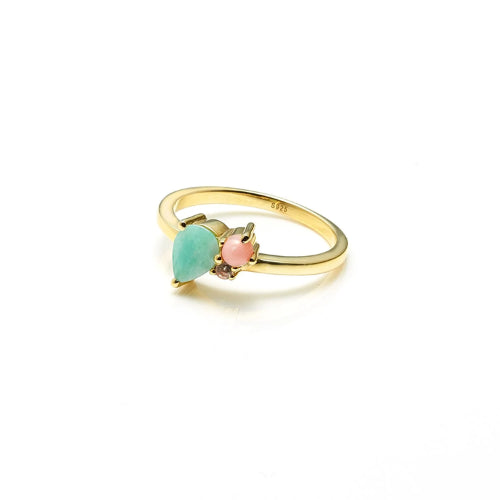 Silk + Steel | Bloom | Ring | Amazonite, Rose Quartz, Pink Opal + Gold