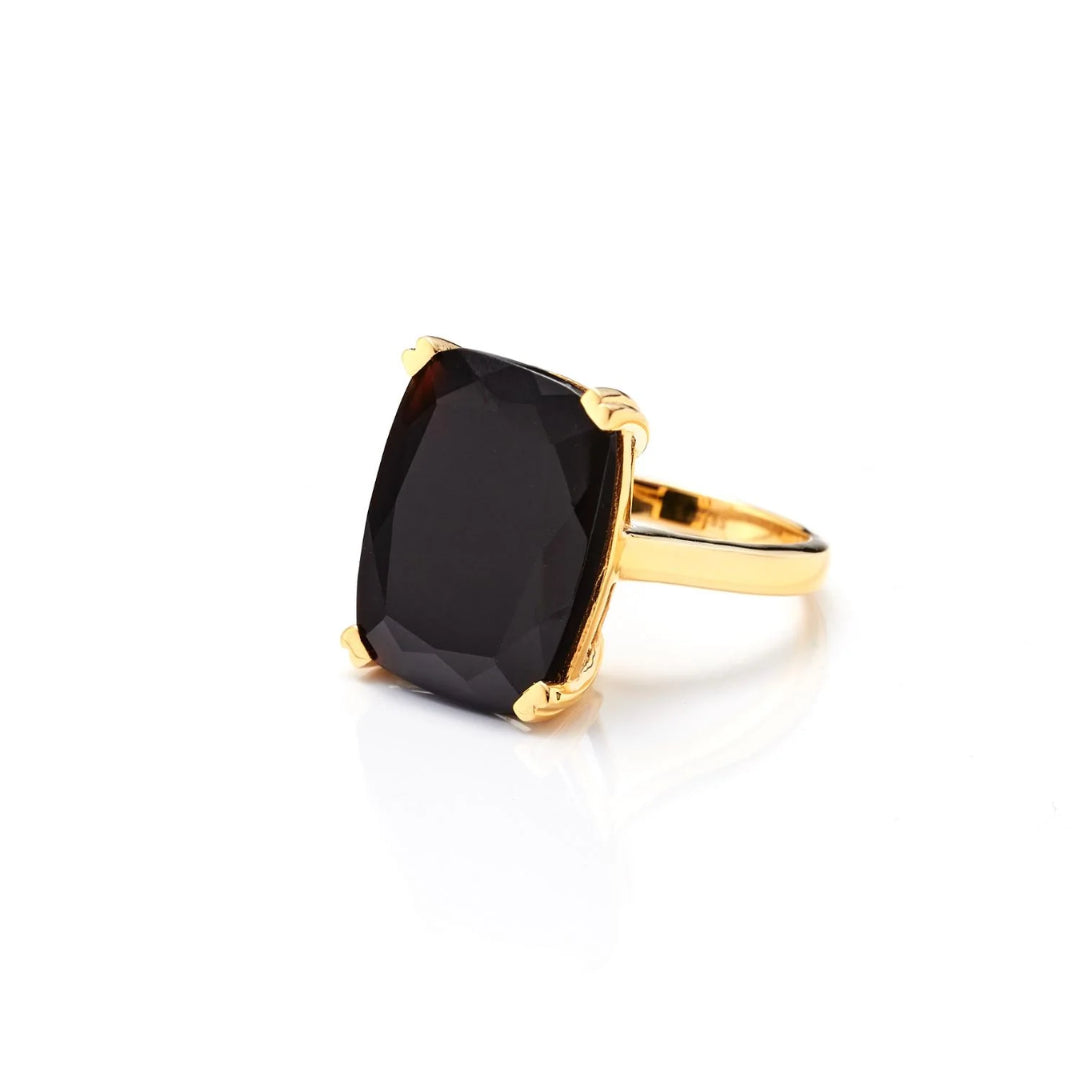 Silk+Steel | Goddess | Gold Plated | Onyx | Ring | Size N