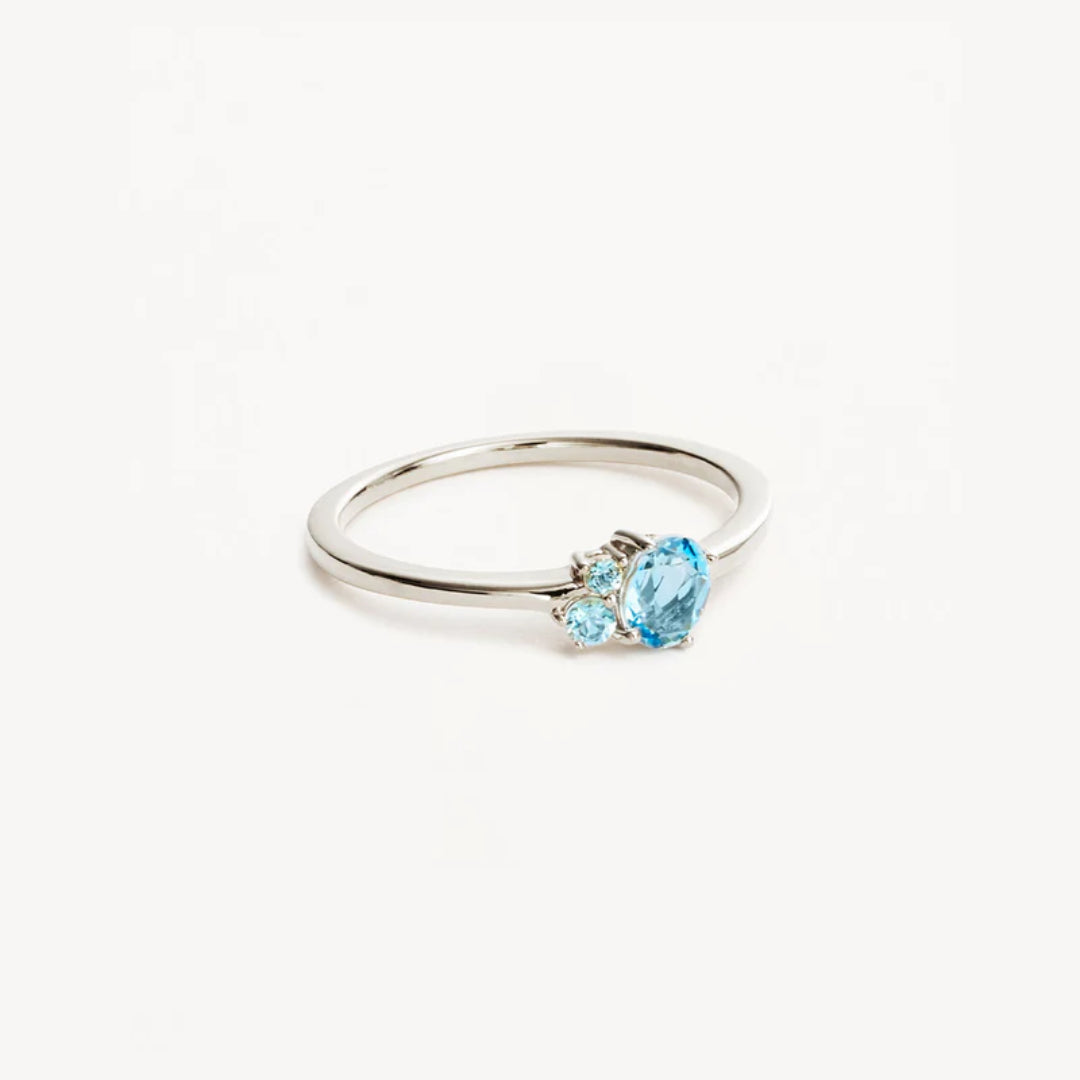 By Charlotte | Kindred | March | Birthstone | Silver | Ring | Size N