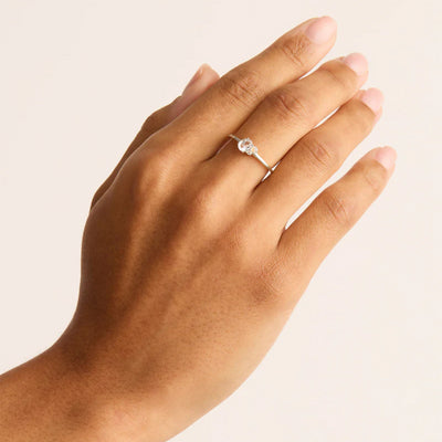 By Charlotte | Kindred | April | Birthstone | Silver | Ring | Size N