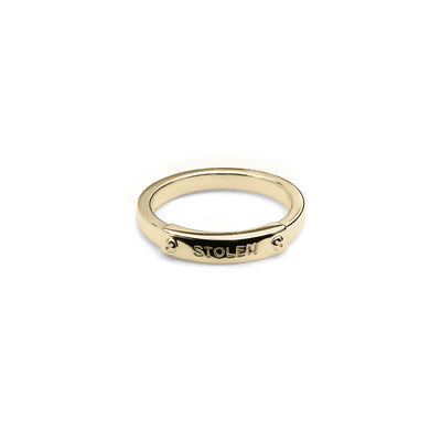 Stolen Girlfriend Club | Bolted | Narrow Band | Gold Plated | Ring | Size Q