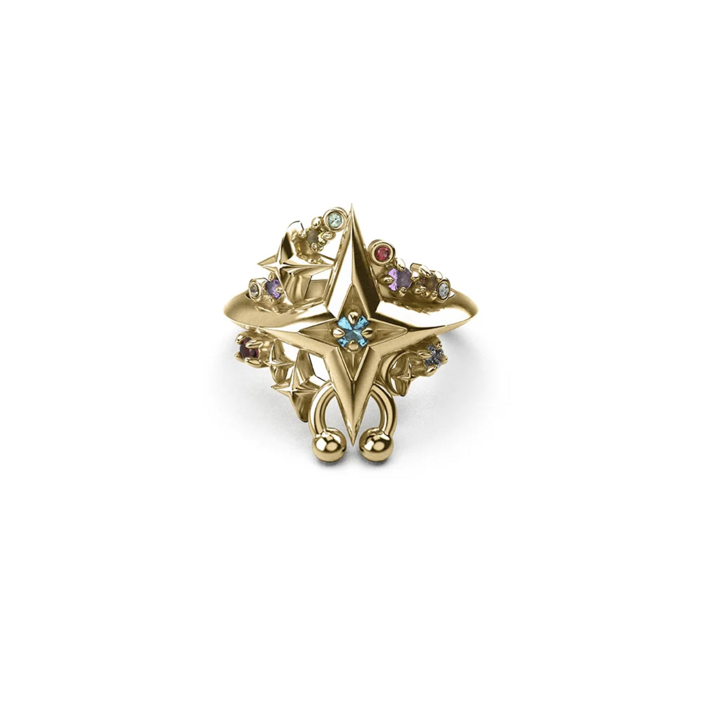Stolen Girlfriends Club Cosmic Punk Multi Stone Ring | YG Plated | Size Q