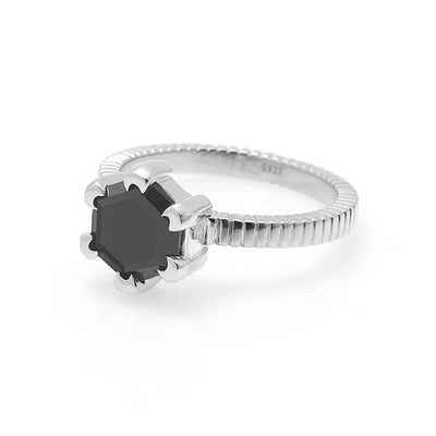 Silk & Steel Harmony Ring Black Spinel + Silver | Size P