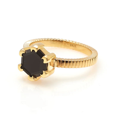 Silk & Steel Harmony Ring Black Spinel + Gold