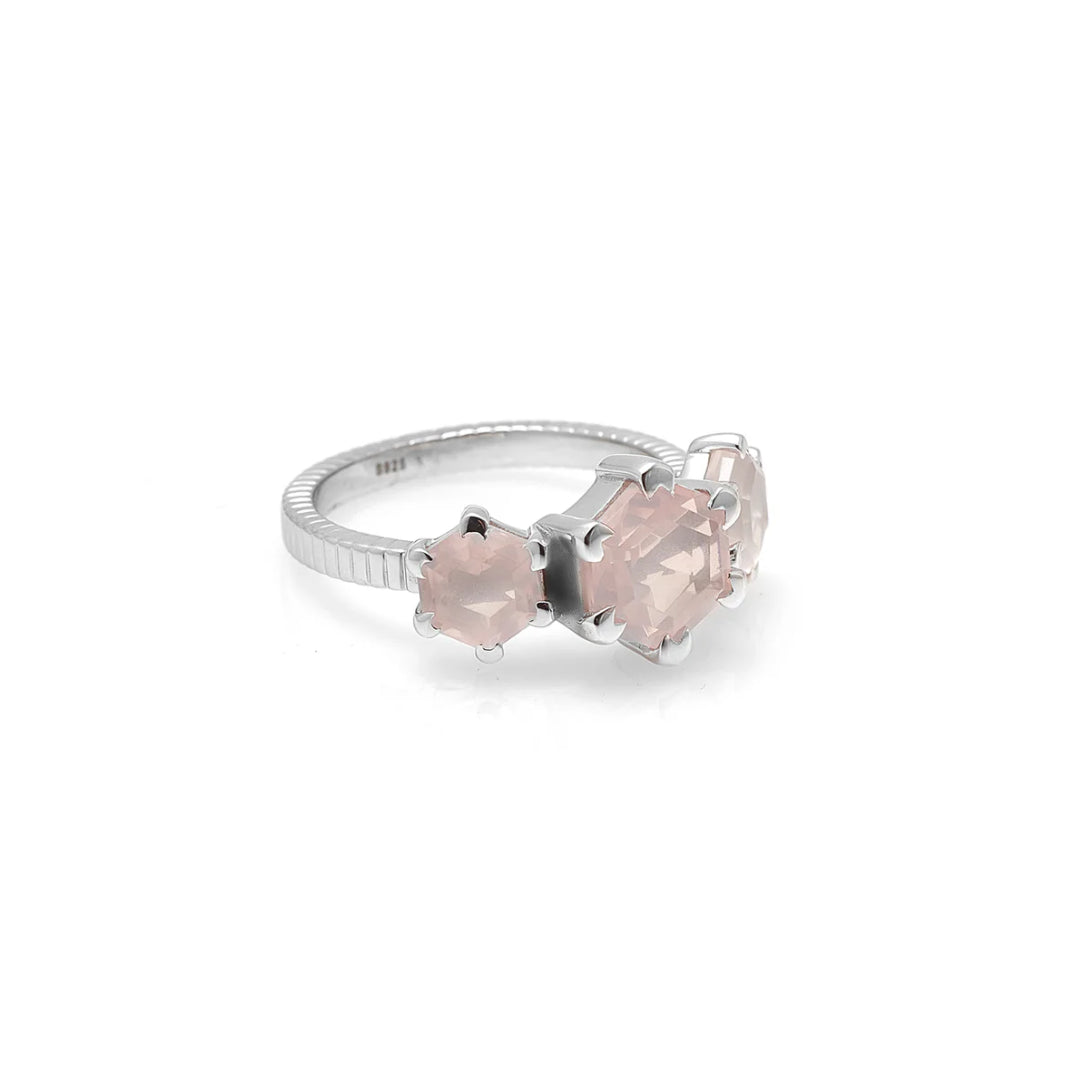 Silk & Steel | Trinity Rose Quartz | Ring | Stg