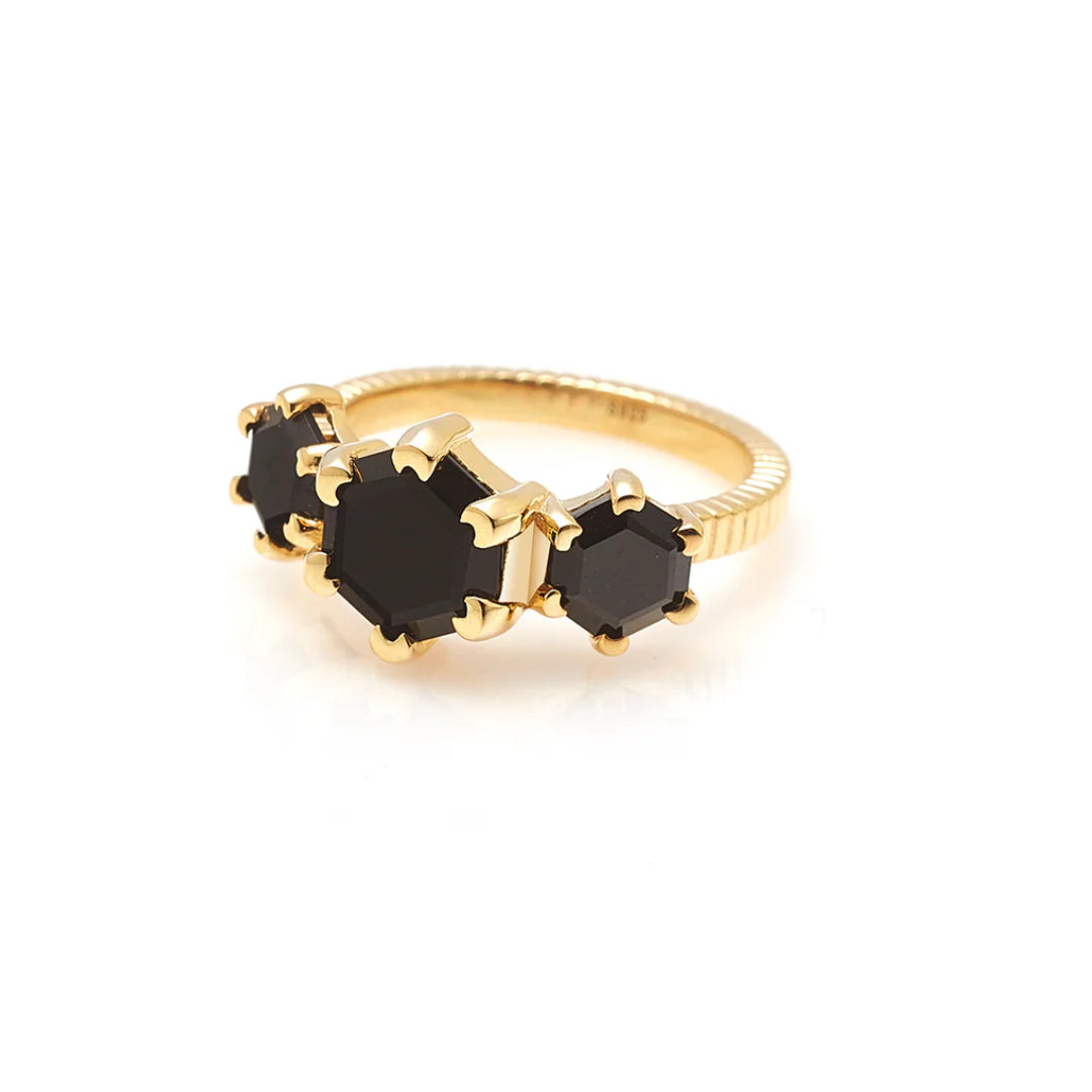 Silk & Steel | Trinity Black Spinel | Ring | YGP