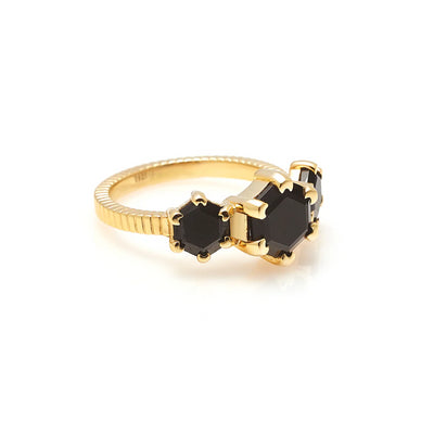 Silk & Steel | Trinity Black Spinel | Ring | YGP
