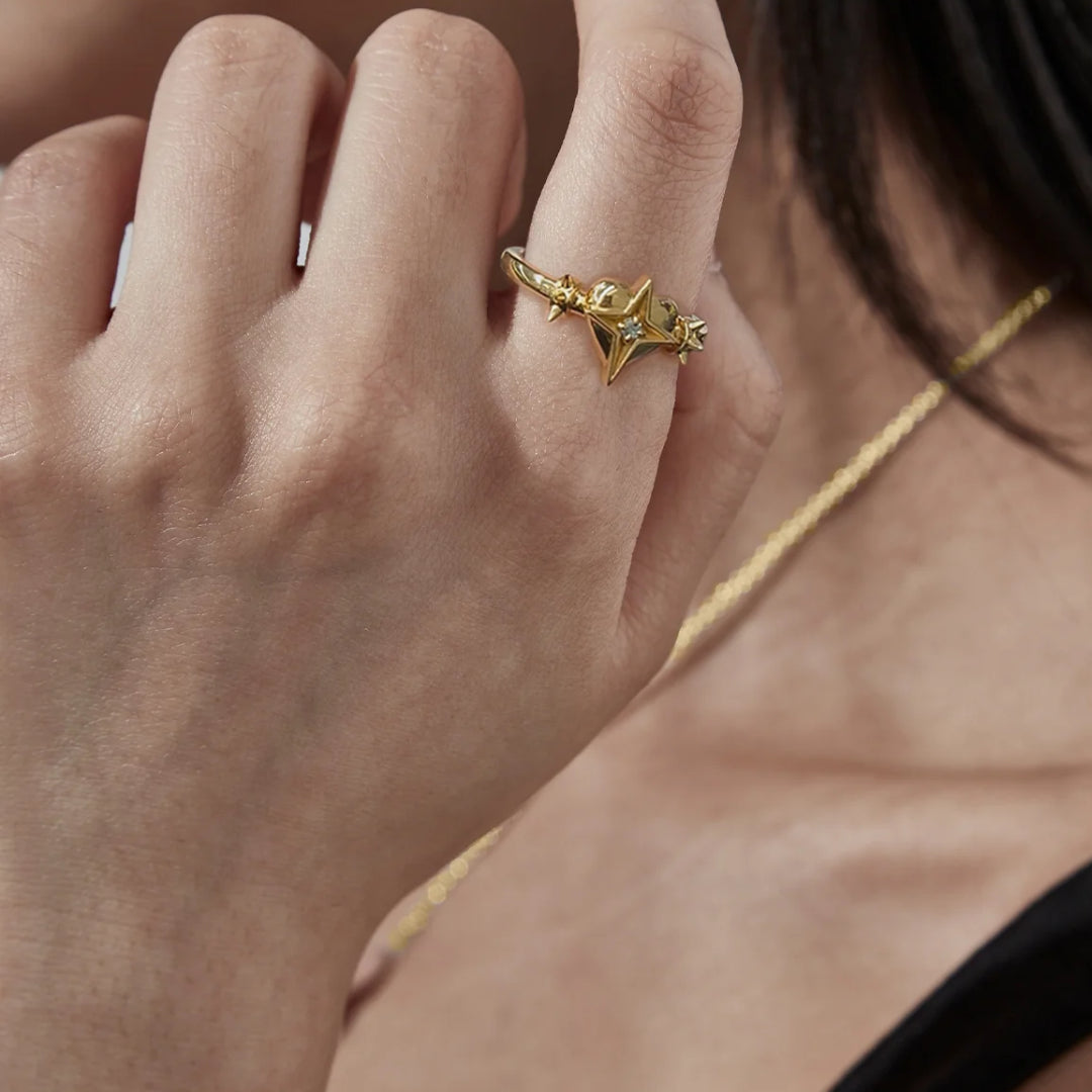 Stolen Girlfriends Club Celestial Heart Ring Gold Plated | Size N