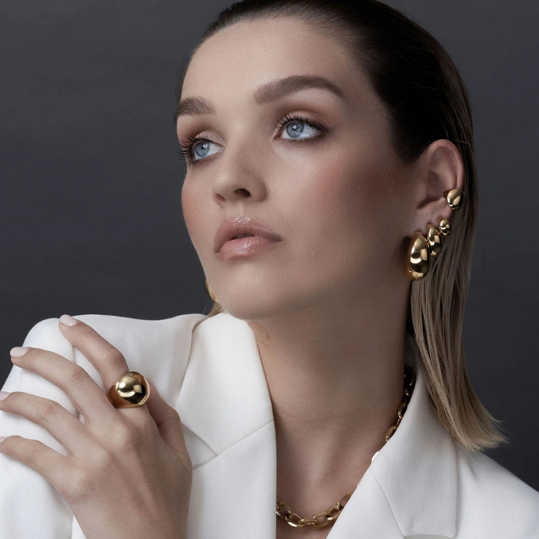 Silk & Steel Dome Ring Gold