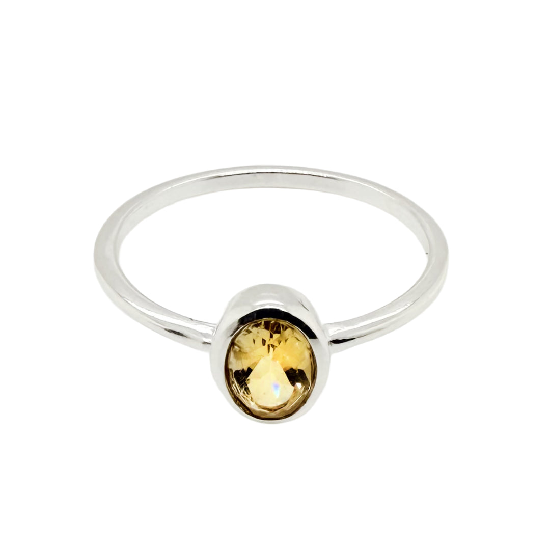 Petite Oval Citrine Ring | Silver