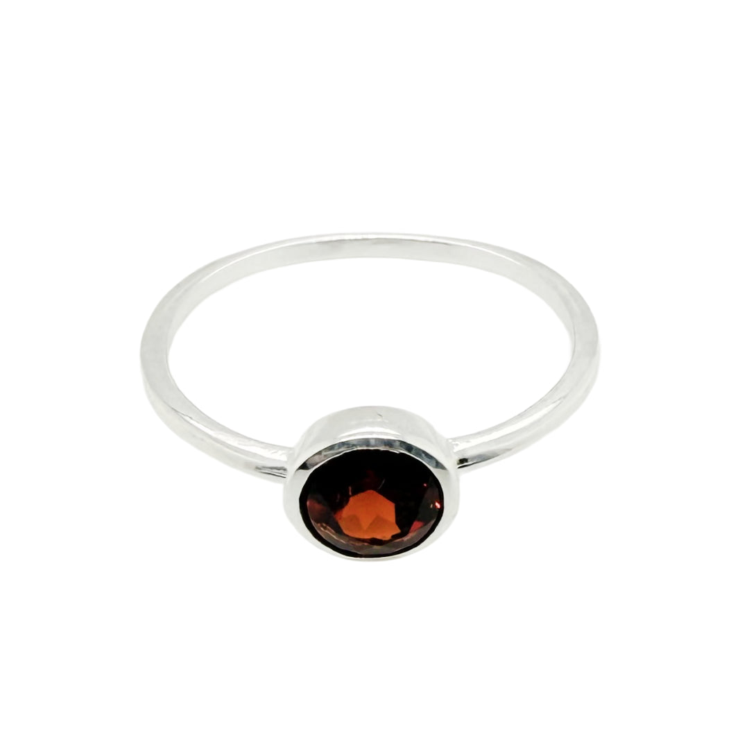 Petite Garnet Ring | Silver