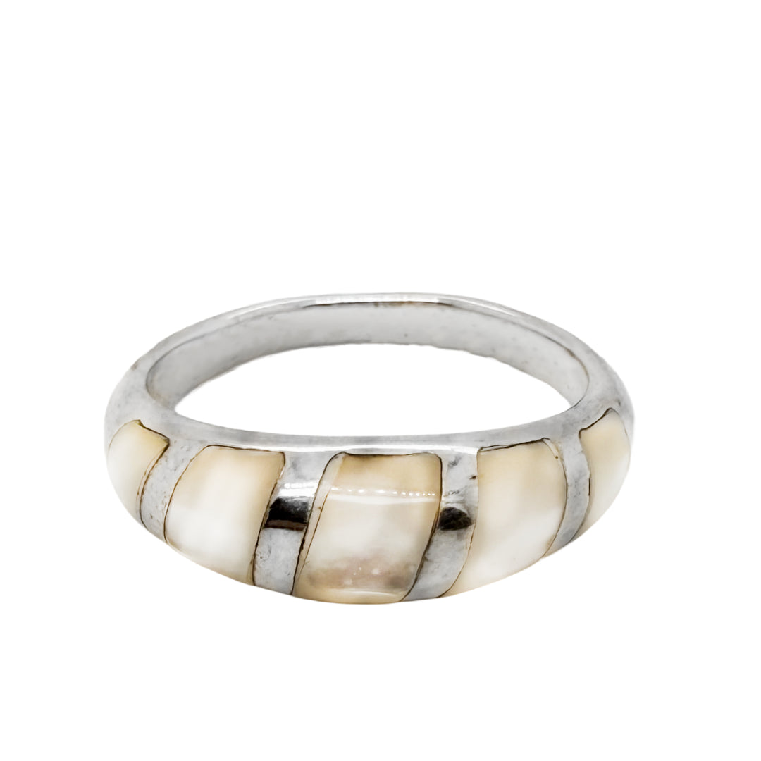 Angled Mother of Pearl Sterling Silver Ring