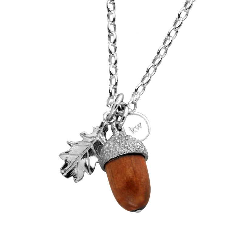 Karen Walker Wood Acorn & Leaf Necklace | Sterling Silver