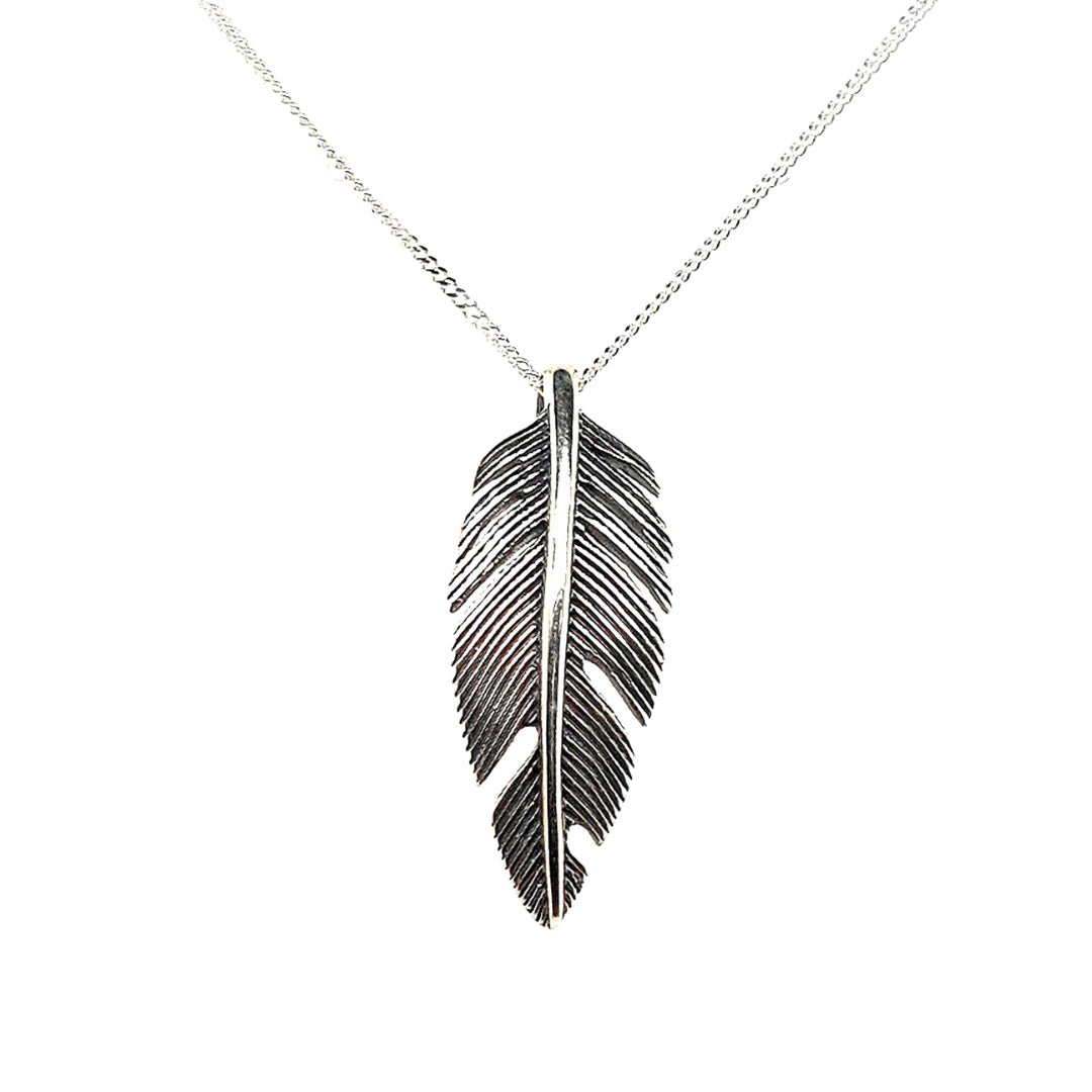 Celesti 'Floating' Feather Necklace | Silver