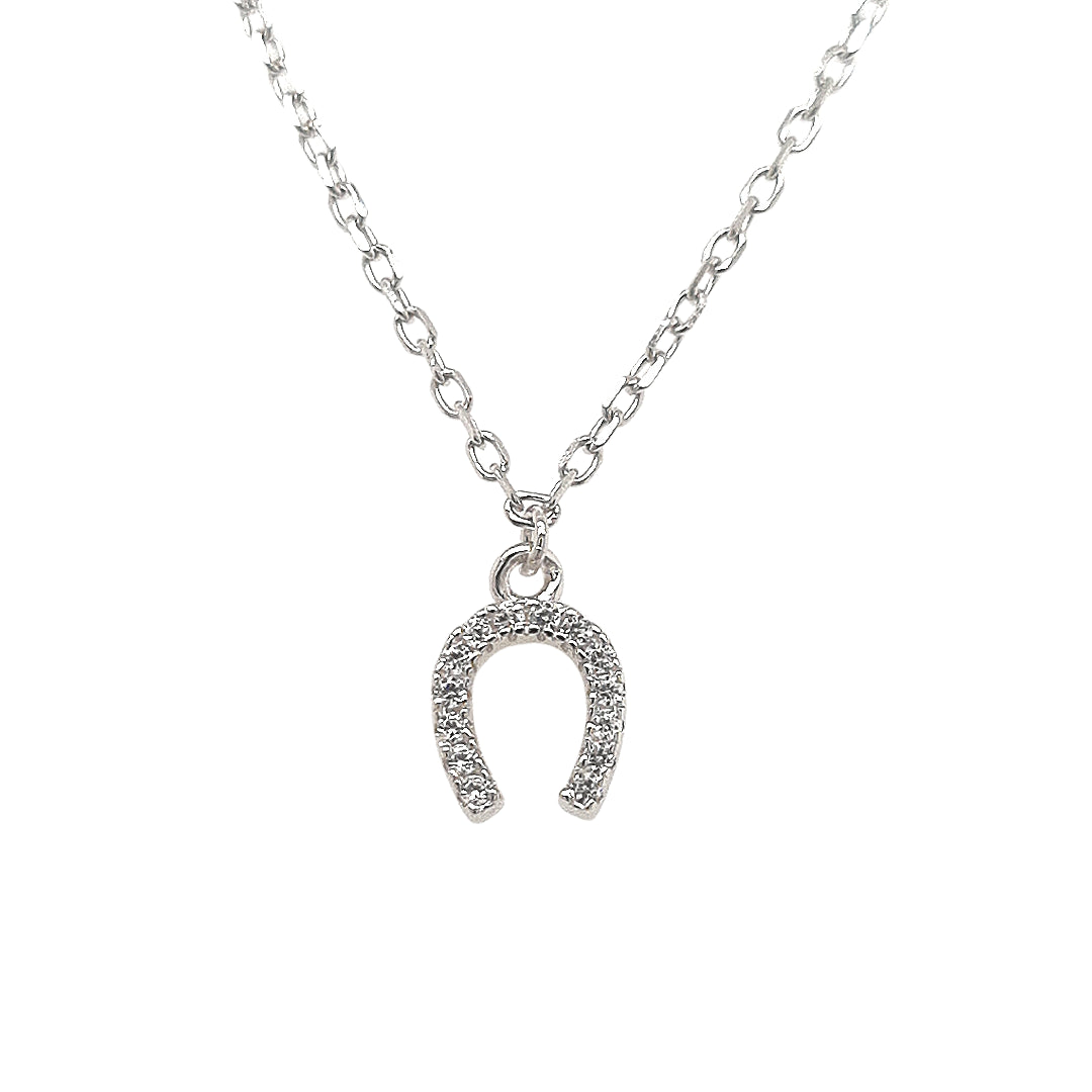 Grace 'Luck' Horseshoe Necklace | Silver CZ RH