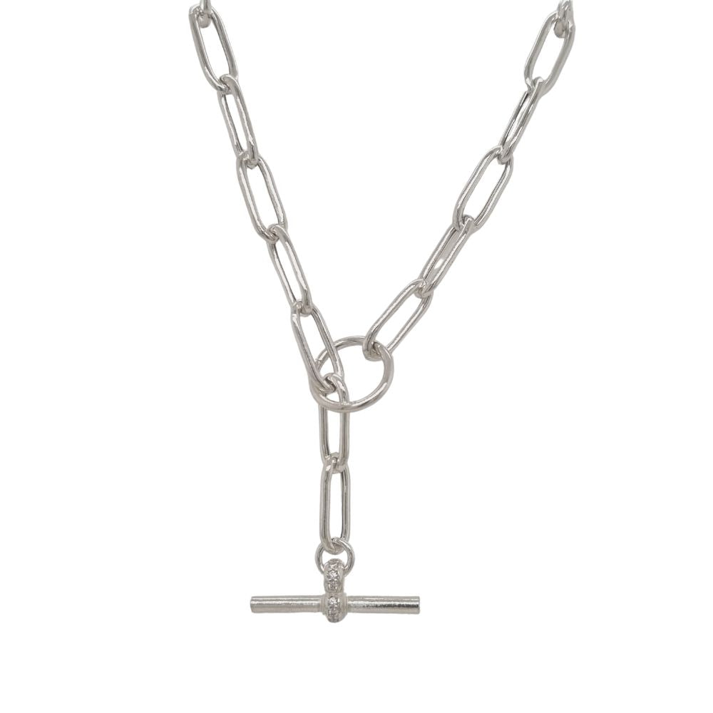 Omnia Paperclip Fob Sterling Silver Chain - 45cm