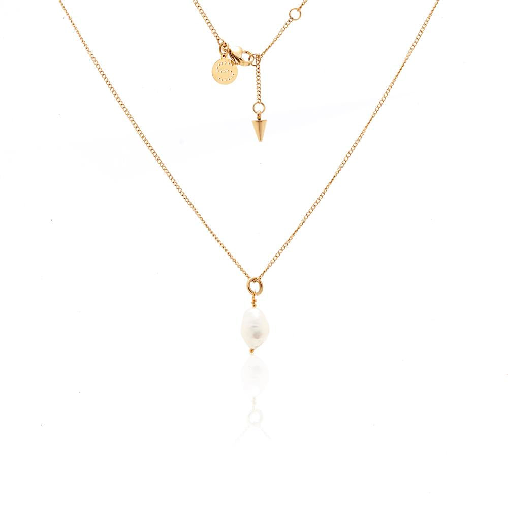 Silk & Steel Bianca Pearl 54cm Necklace | Gold Plated