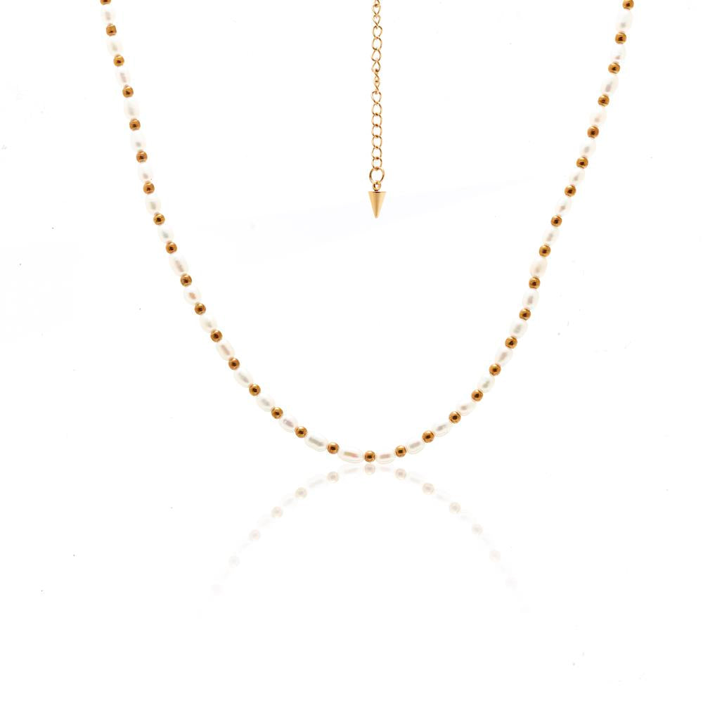 Silk & Steel Amalfi Beaded Necklace | Gold