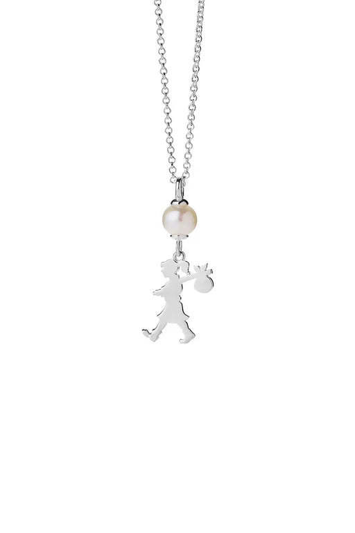 Karen Walker Girl & The Pearl Necklace | 45cm | Sterling Silver