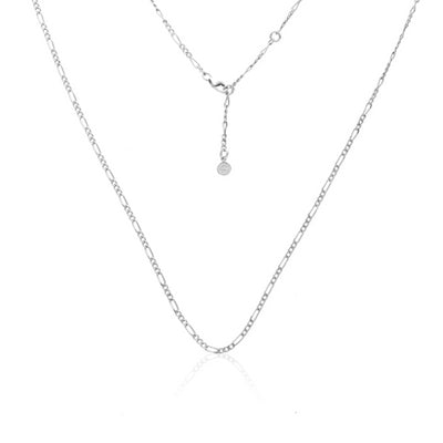 Silk + Steel | Silver | Figaro | Fine Necklace | Rhodium Plated