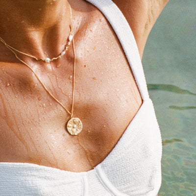 Kirstin Ash | By The Sea Coin | Golf Plated | Fresh Water Pearl | Necklace