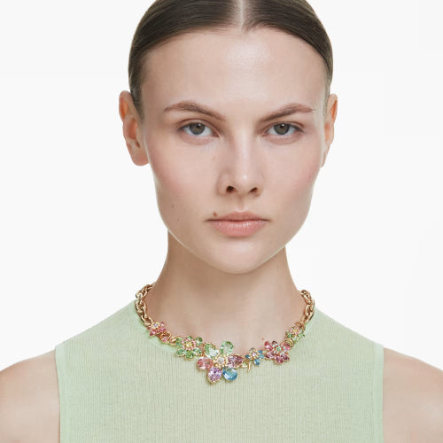 Swarovski | IDYLLIA | Mixed Cut | Multi Coloured | Flower | Gold | Necklace