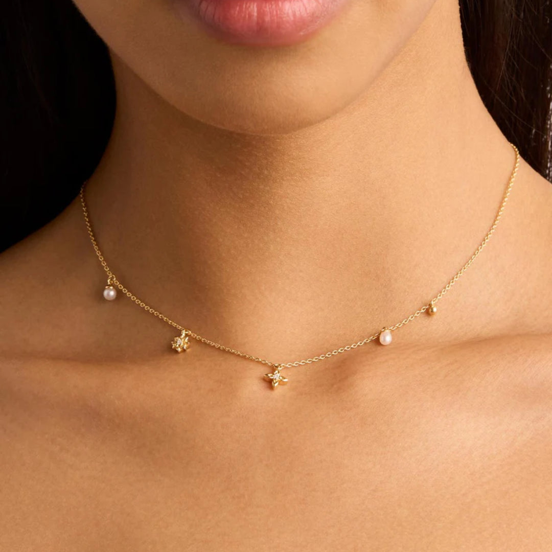 By Charlotte | Live in peace | 18k Gold Verrmeil | Fresh water pearl | Chocker | 41cm